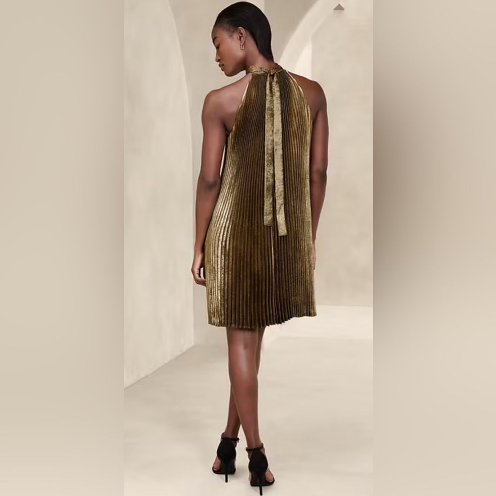 Banana Republic Black and Gold Metallic Dress